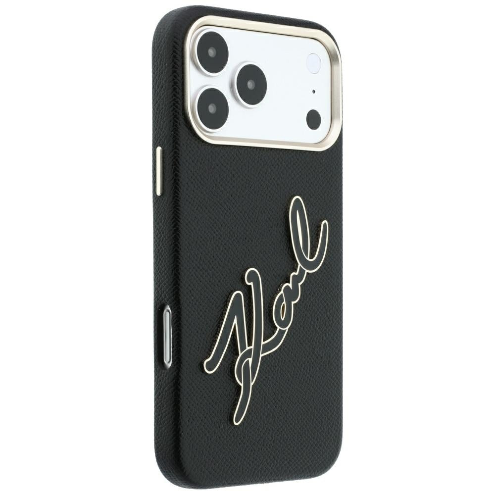 Futrola za Apple iPhone 18 Pro Max / 17 Pro Max, Karl Lagerfeld, Smooth Big Resin Signature Logo, Crna