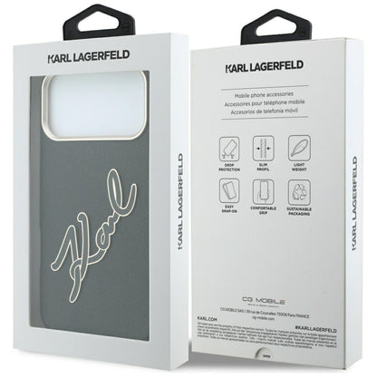 Futrola za Apple iPhone 18 Pro Max / 17 Pro Max, Karl Lagerfeld, Smooth Big Resin Signature Logo, Crna