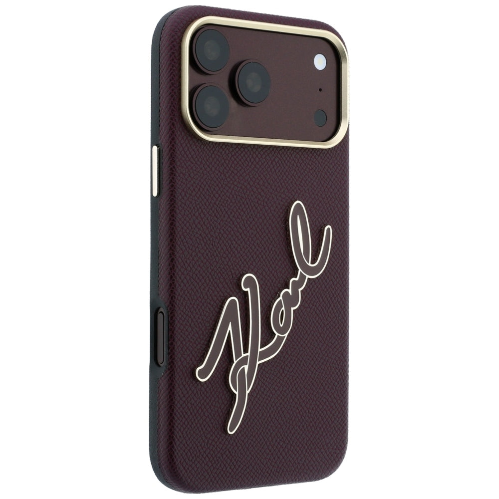 Futrola za Apple iPhone 18 Pro Max / 17 Pro Max, Karl Lagerfeld, Smooth Big Resin Signature Logo, Bordo