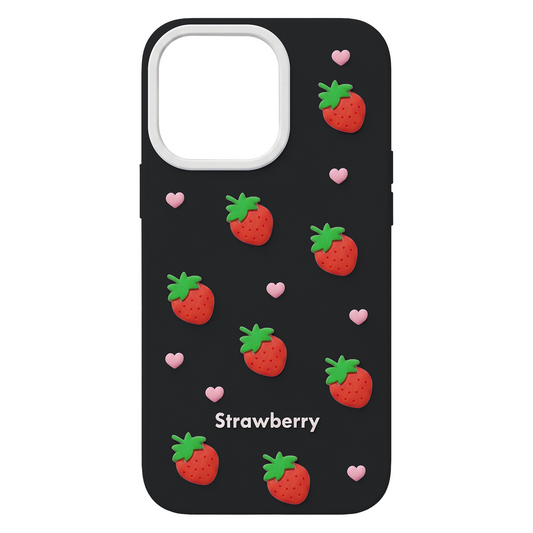 Futrola za Apple iPhone 12 / 12 Pro, OEM, Strawberry, Crna