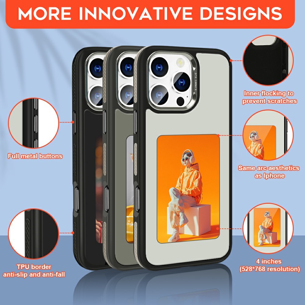 Futrola za Apple iPhone 16 Pro, OEM, Prilagođeni E-Ink ekran (4 inča), Bela