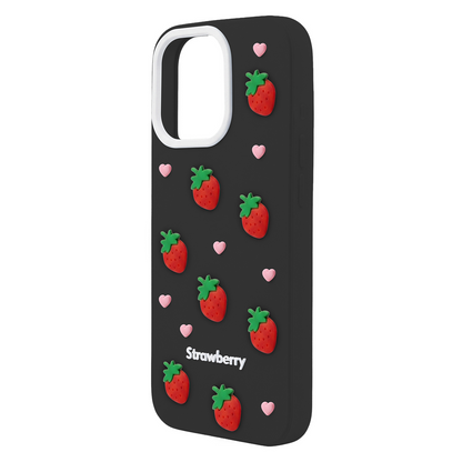 Futrola za Apple iPhone 16 Pro Max, OEM, Strawberry, Crna