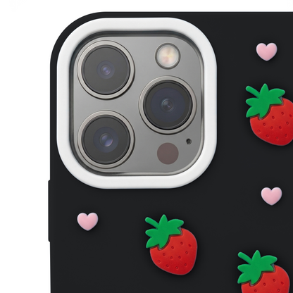 Futrola za Apple iPhone 15 Pro / 14 Pro, OEM, Strawberry, Crna