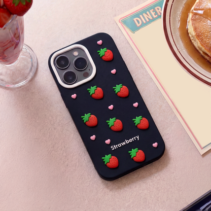 Futrola za Apple iPhone 12 / 12 Pro, OEM, Strawberry, Crna
