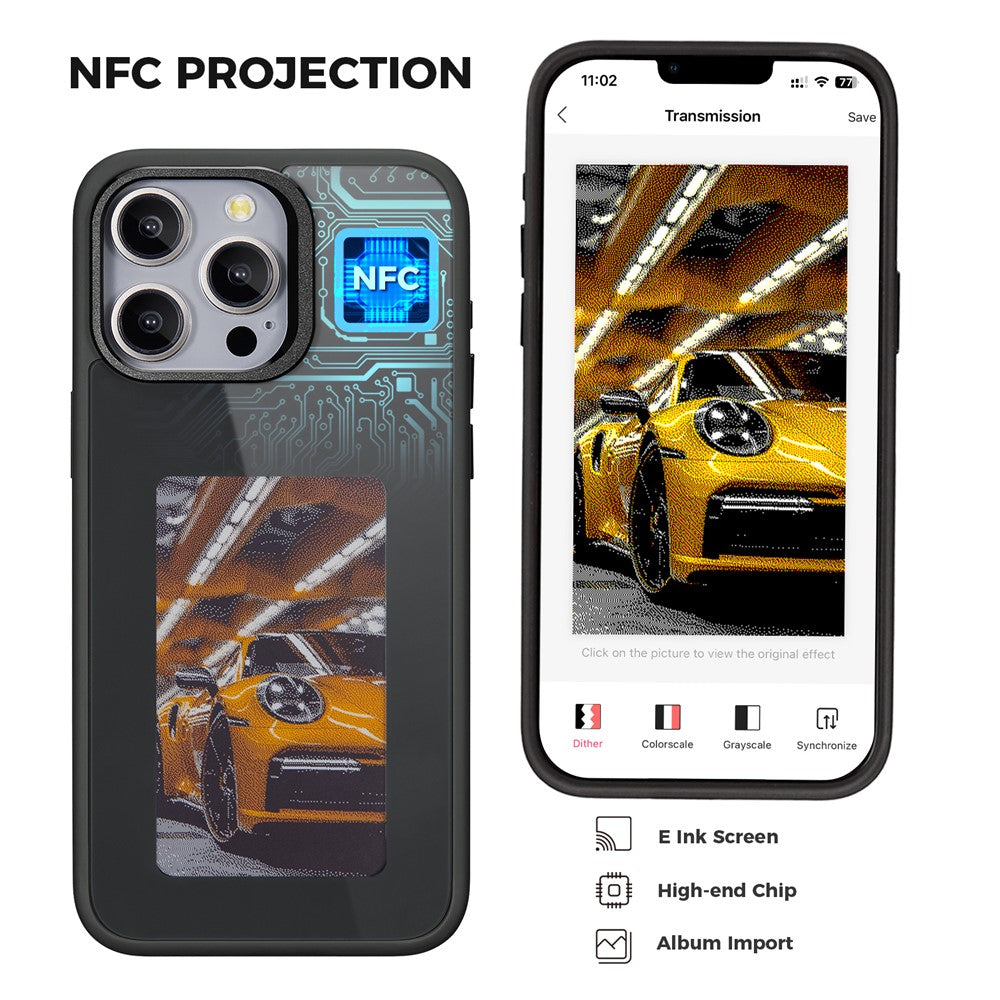Futrola za Apple iPhone 15 Pro Max, OEM, Prilagođeni E-Ink ekran, Crna
