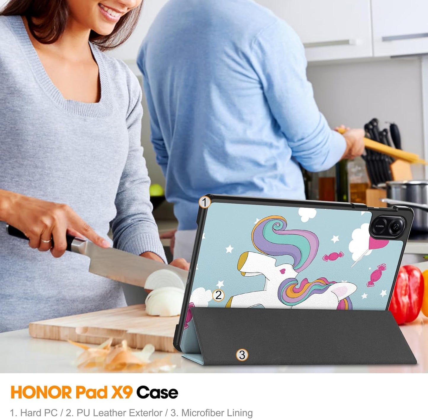 Futrola za Honor Pad X8a, Techsuit, FoldPro Unicorn, Višebojna