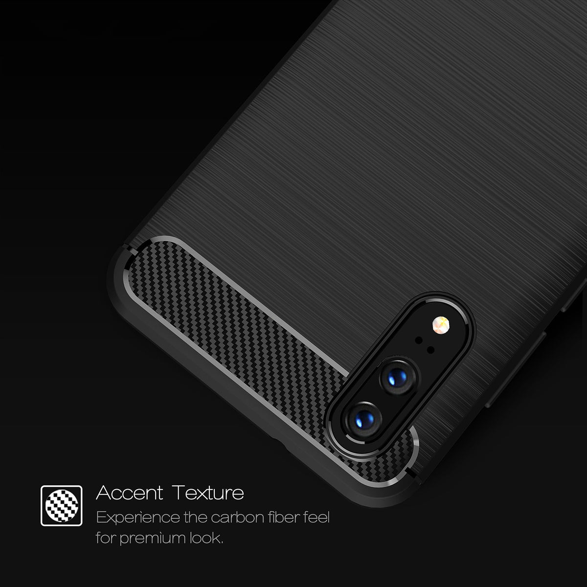 Futrola za Huawei P20, Techsuit, Karbon, Crna
