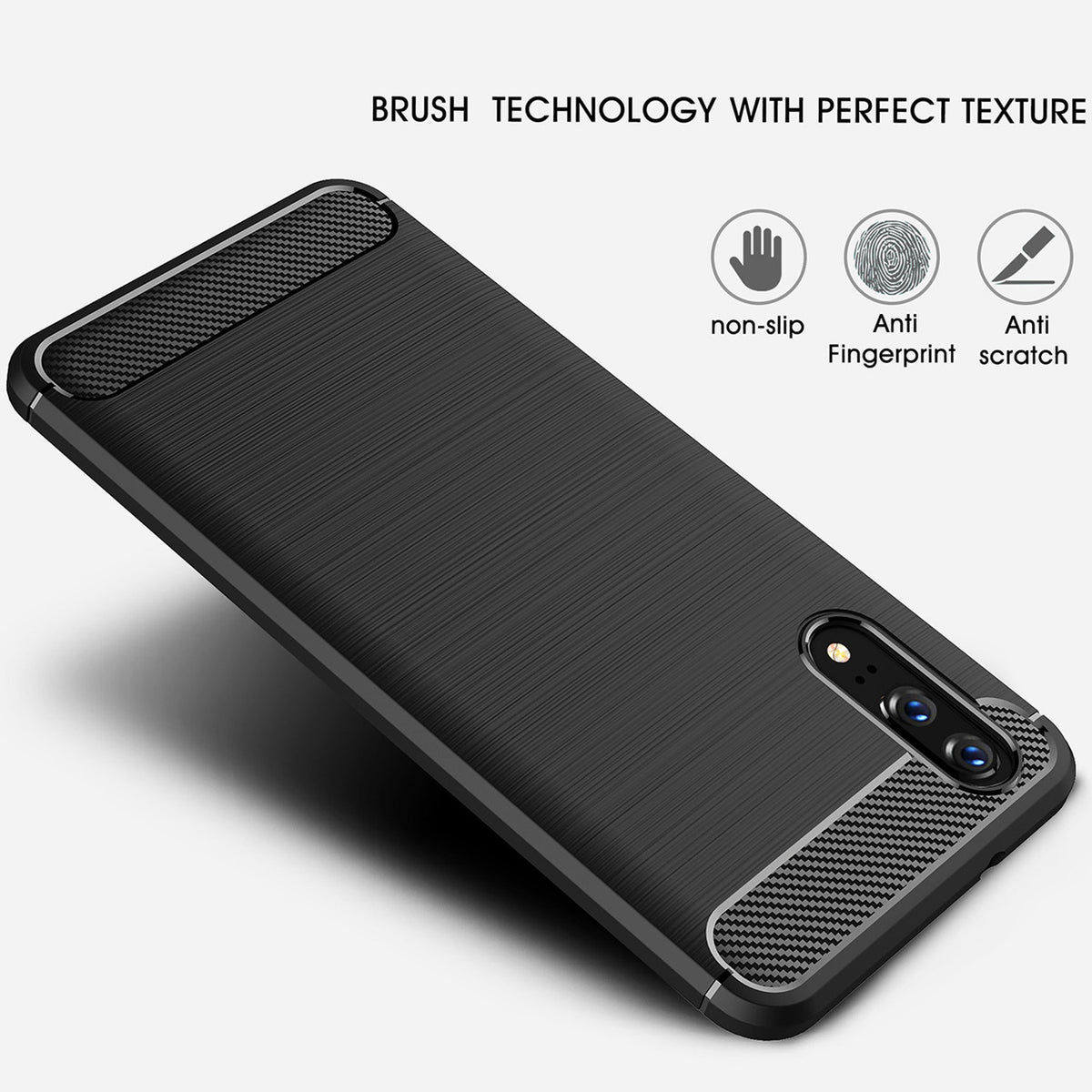 Futrola za Huawei P20, Techsuit, Karbon, Crna