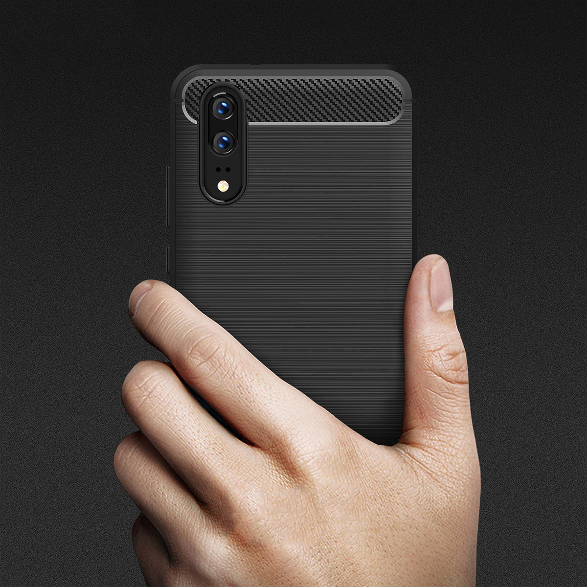 Futrola za Huawei P20, Techsuit, Karbon, Crna