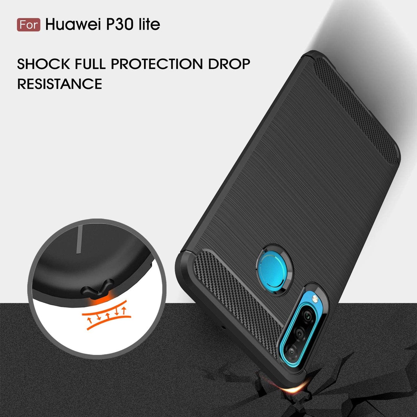Futrola za Huawei P30 lite New Edition / P30 lite, Techsuit, Karbon, Crna