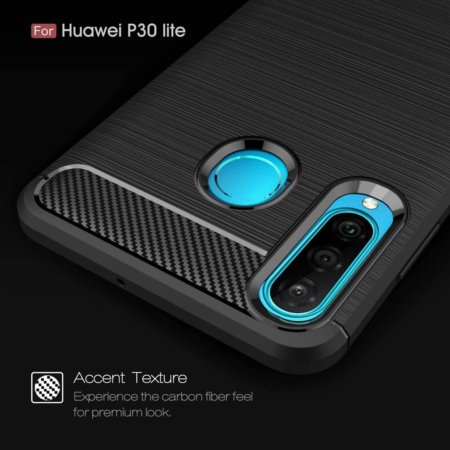 Futrola za Huawei P30 lite New Edition / P30 lite, Techsuit, Karbon, Crna