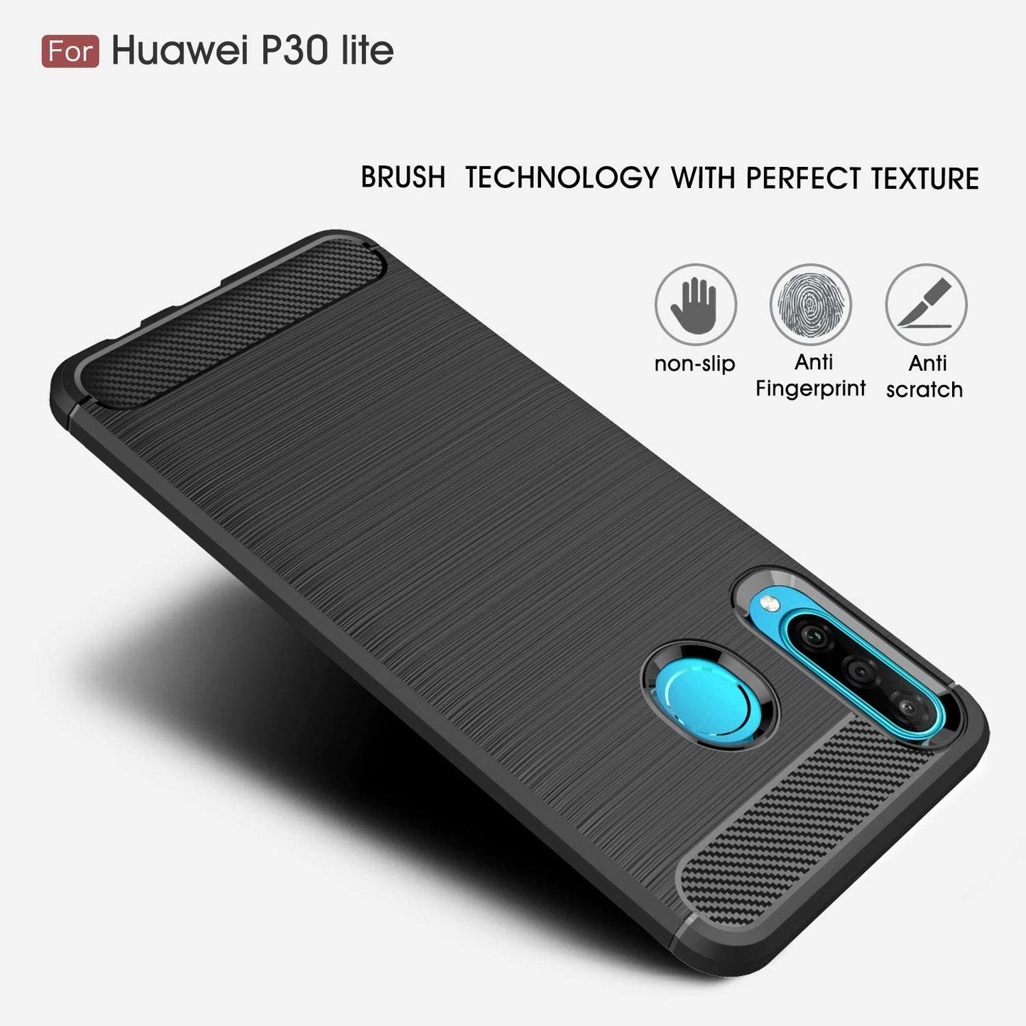 Futrola za Huawei P30 lite New Edition / P30 lite, Techsuit, Karbon, Crna
