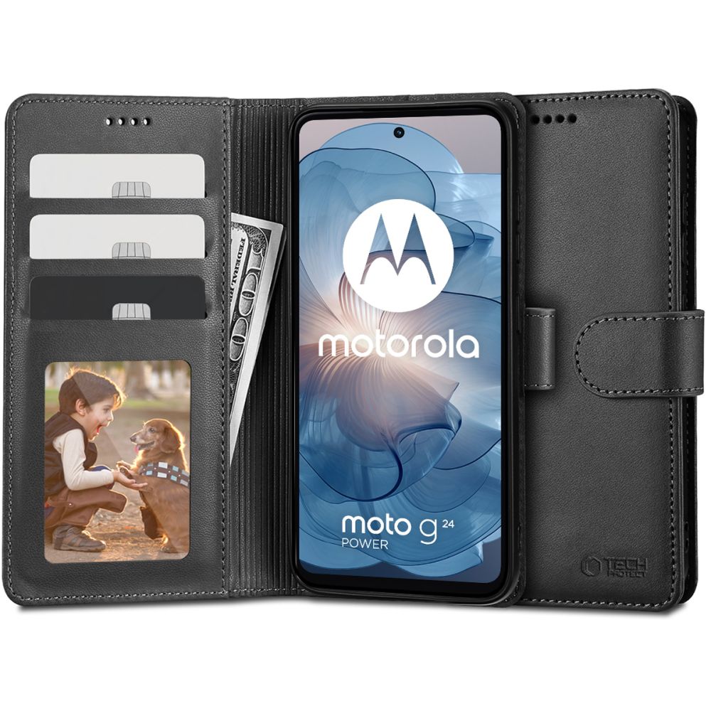 Futrola za Motorola Moto G24 Power / G04 / G24 / E14, Tech-Protect, Wallet, Crna