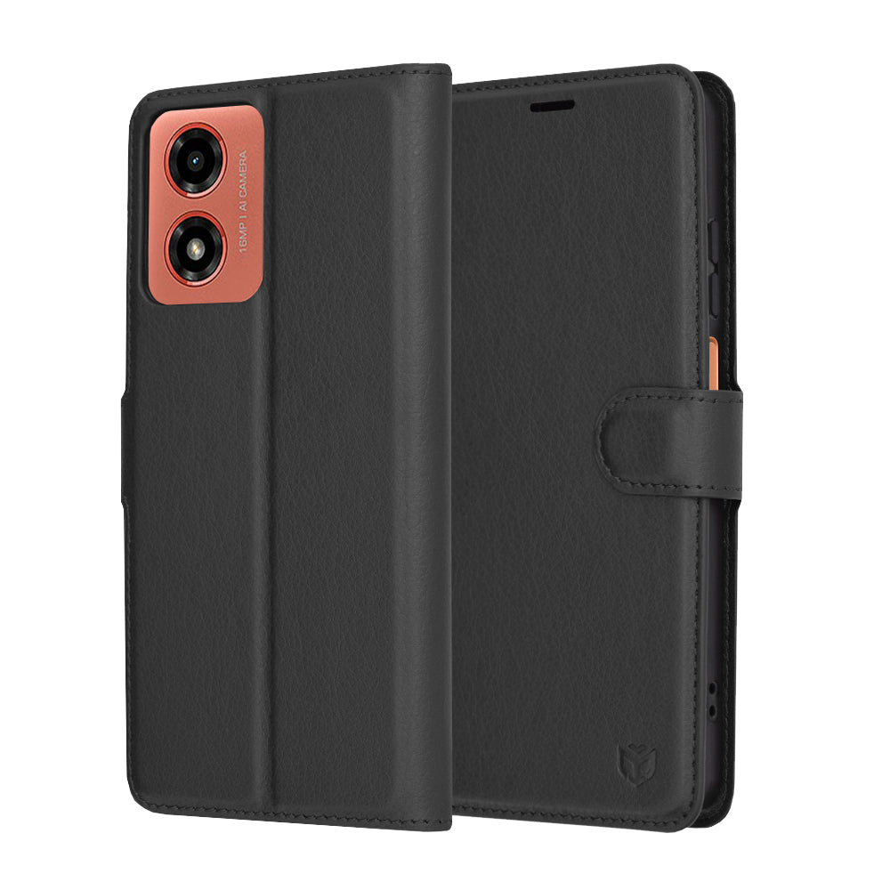 Futrola za Motorola Moto G04s / E14 / G04 / G24, Techsuit, Leather Folio, Crna