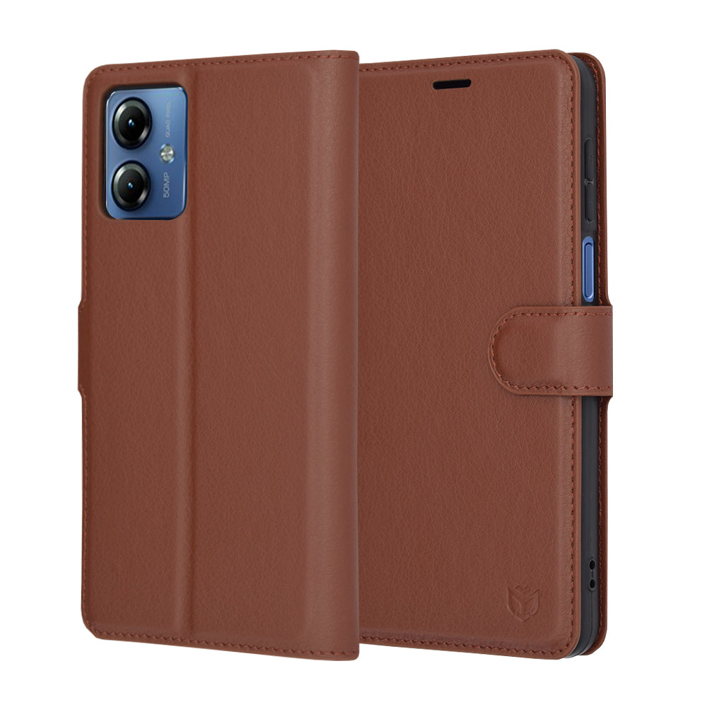 Futrola za Motorola Moto G14, Techsuit, Leather Folio, Braon