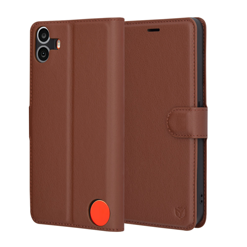 Futrola za Nothing CMF Phone 1, Techsuit, Leather Folio, Braon
