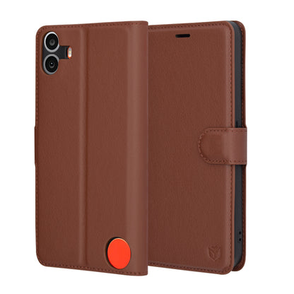 Futrola za Nothing CMF Phone 1, Techsuit, Leather Folio, Braon