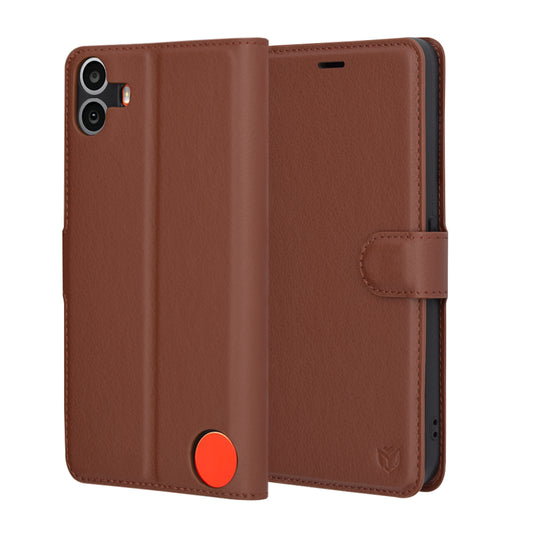 Futrola za Nothing CMF Phone 1, Techsuit, Leather Folio, Braon