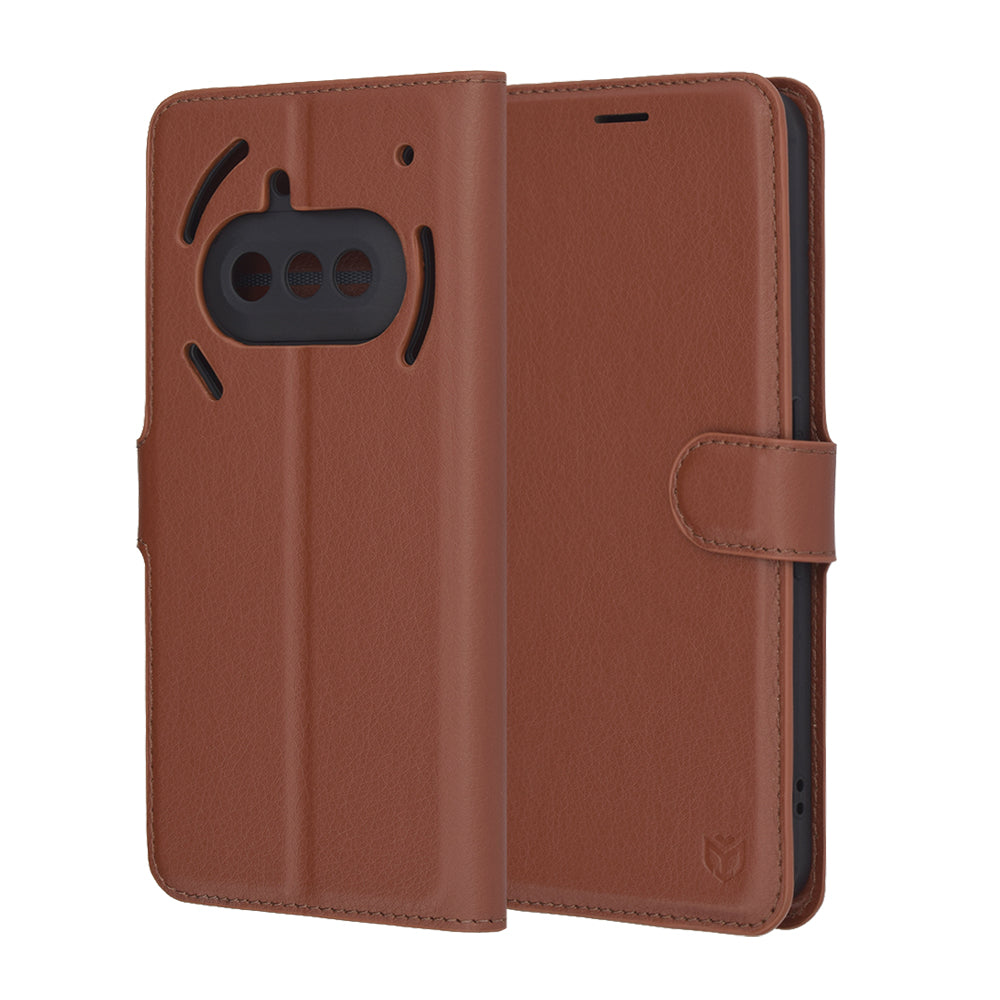 Futrola za Nothing Phone (3a), Techsuit, Leather Folio, Braon