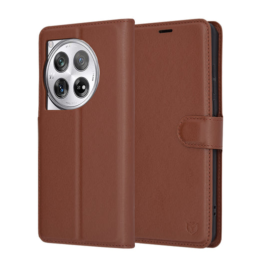Futrola za OnePlus 12, Techsuit, Leather Folio, Braon