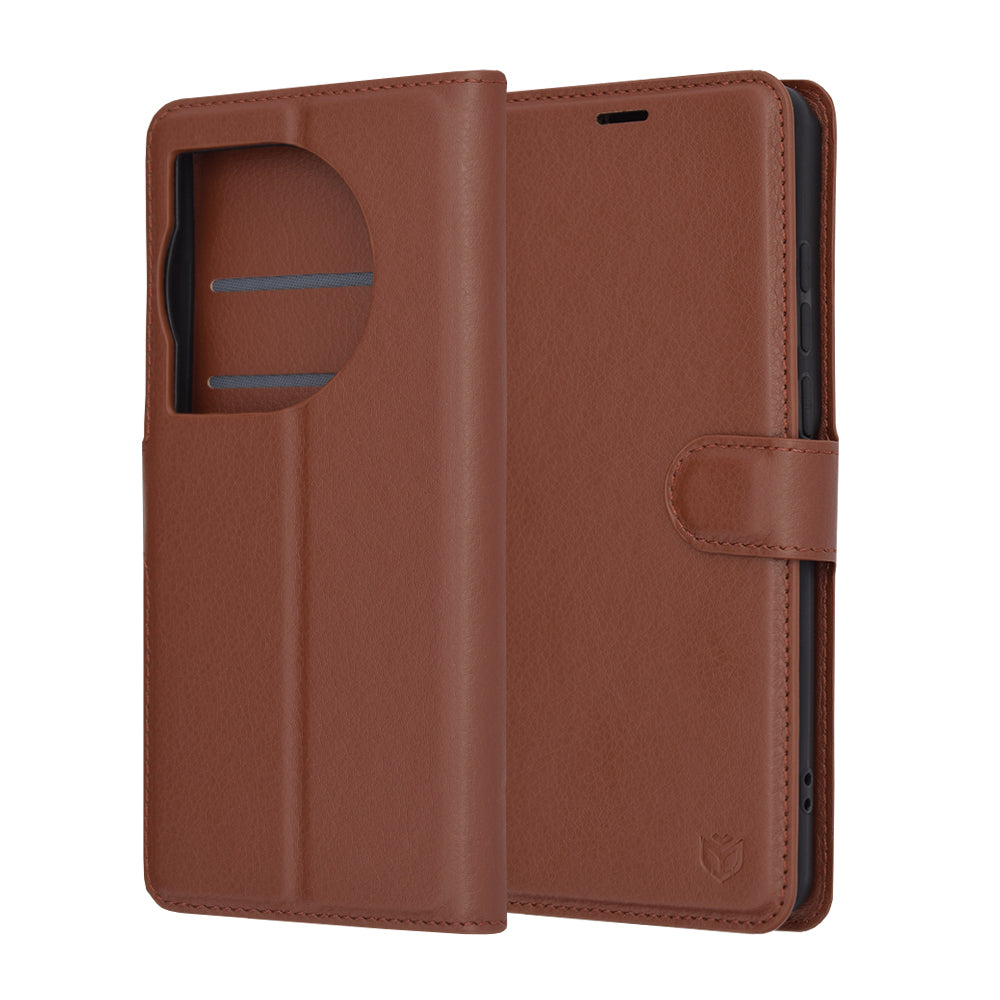 Futrola za OnePlus 12, Techsuit, Leather Folio, Braon