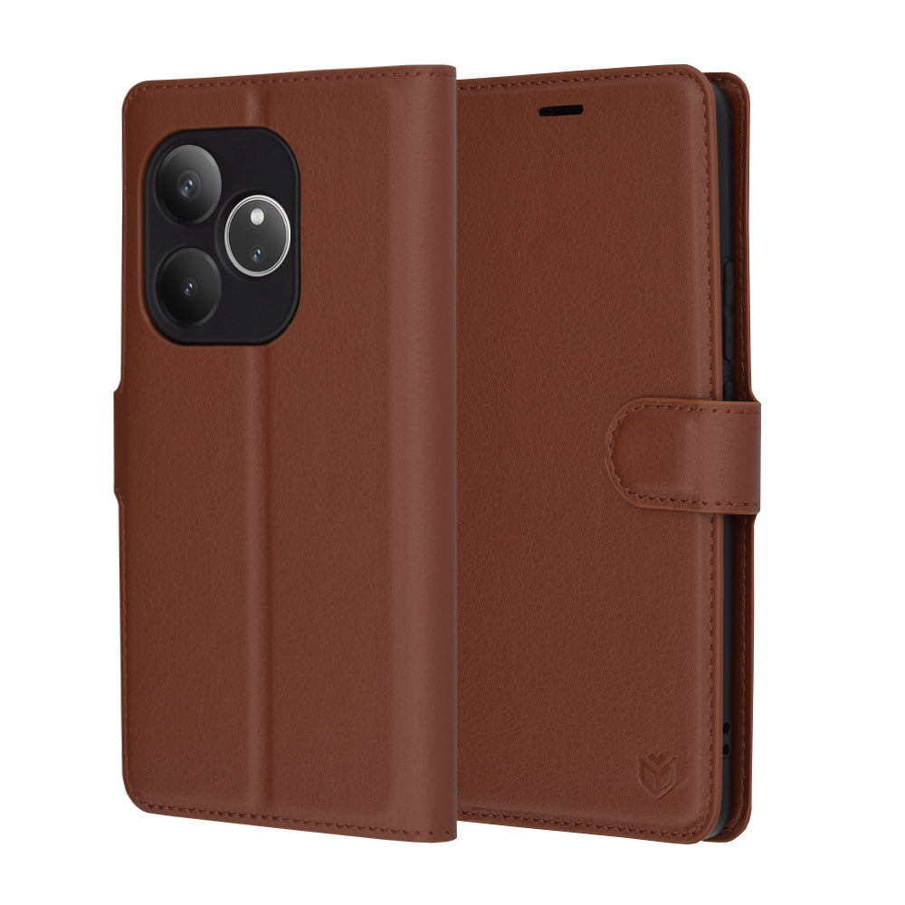Futrola za Realme GT 6T / GT 6, Techsuit, Kožna Folio, Braon