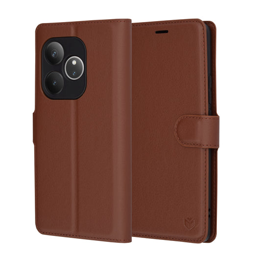 Futrola za Realme GT 6T / GT 6, Techsuit, Kožna Folio, Braon