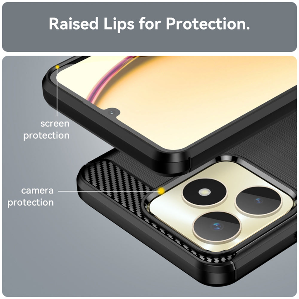 Futrola za Realme Note 50 / C51, Techsuit, Karbon, Crna