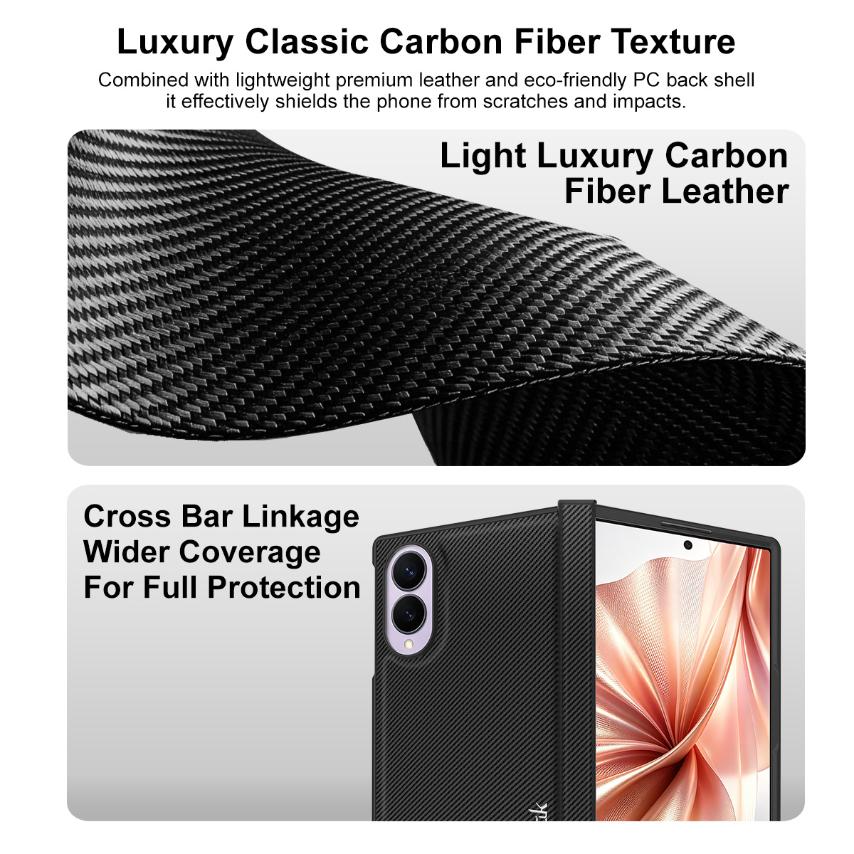 Futrola za Samsung Galaxy Z Fold8 F971, Imak, Karbon, Crna