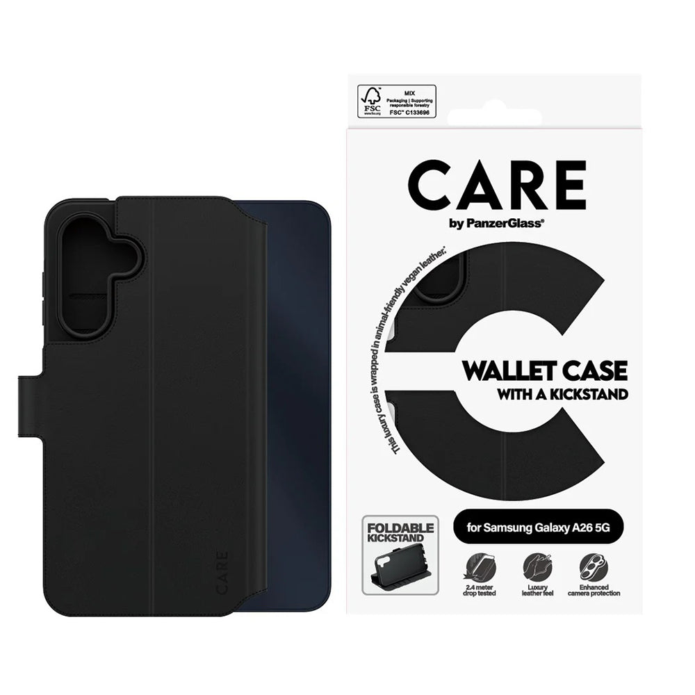 Futrola za Samsung Galaxy A26 A266, PanzerGlass, Care Feature Kickstand Wallet, Crna