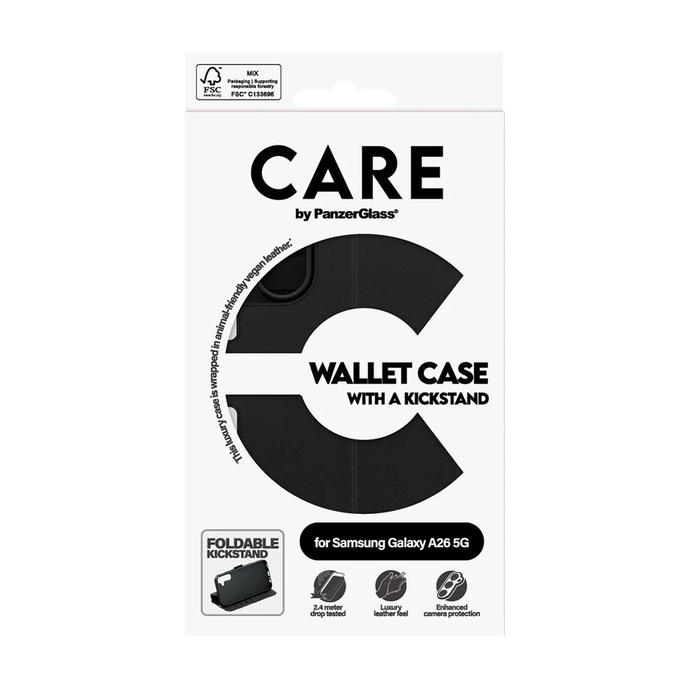 Futrola za Samsung Galaxy A26 A266, PanzerGlass, Care Feature Kickstand Wallet, Crna