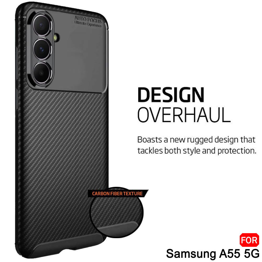 Futrola za Samsung Galaxy A55 5G A556, Techsuit, CarbonFiber, Crna