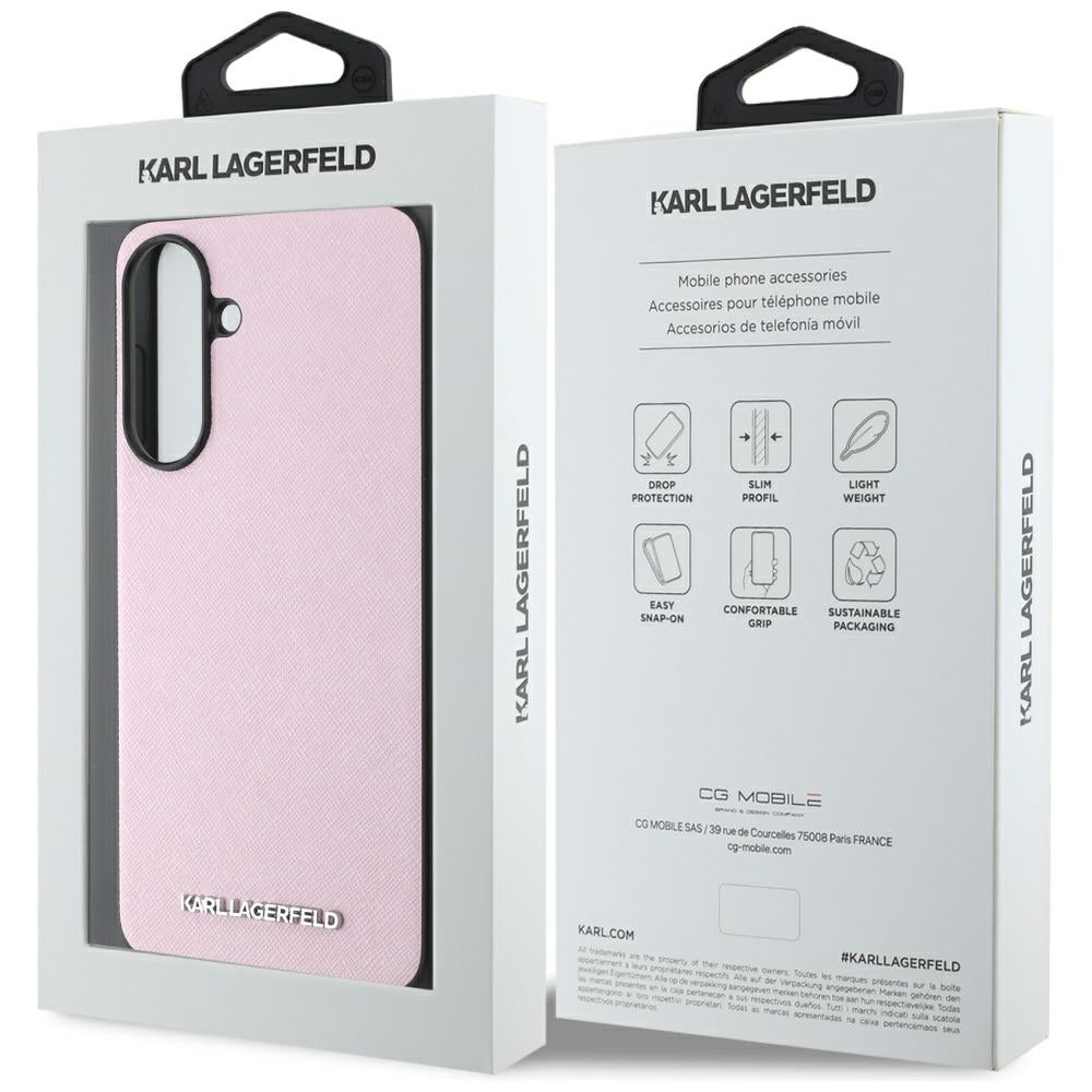 Futrola za Samsung Galaxy A56 A566, Karl Lagerfeld, Saffiano Metal Logo, Roze