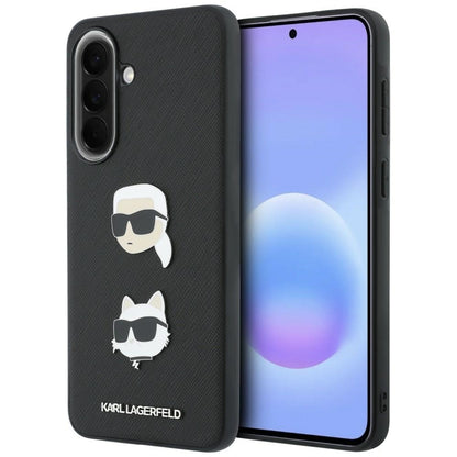 Futrola za Samsung Galaxy A57 5G, Karl Lagerfeld, Grained Karl & Choupette's Heads Pins and Logo, Crna