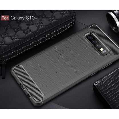 Futrola za Samsung Galaxy S10+ G975, Techsuit, Karbon, Crna