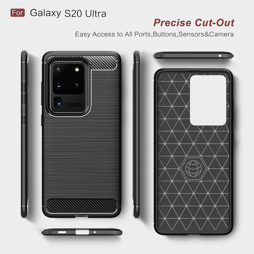 Futrola za Samsung Galaxy S20 Ultra 5G G988 / S20 Ultra G988, Techsuit, Karbon, Crna