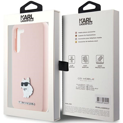 Futrola za Samsung Galaxy S23+ S916, Karl Lagerfeld, Silicone Choupette Metal, Roze