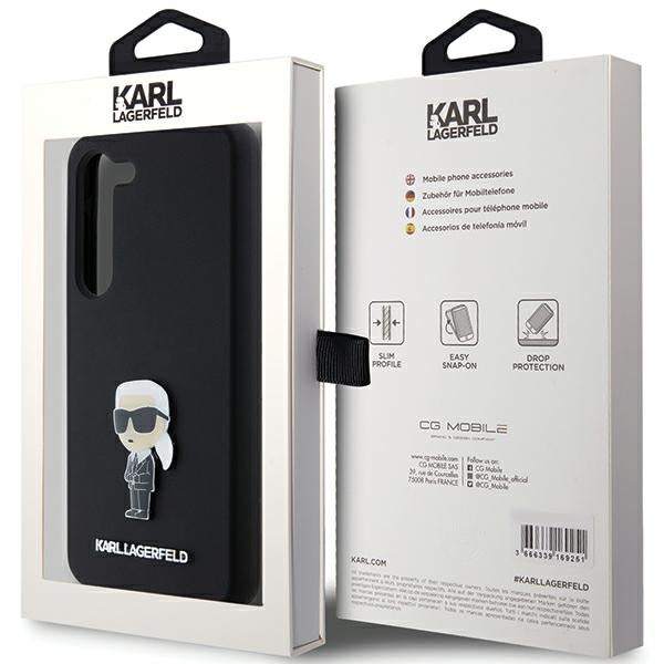Futrola za Samsung Galaxy S23+ S916, Karl Lagerfeld, Silicone Ikonik Karl Metal, Crna