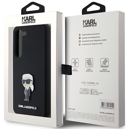 Futrola za Samsung Galaxy S23+ S916, Karl Lagerfeld, Silicone Ikonik Karl Metal, Crna