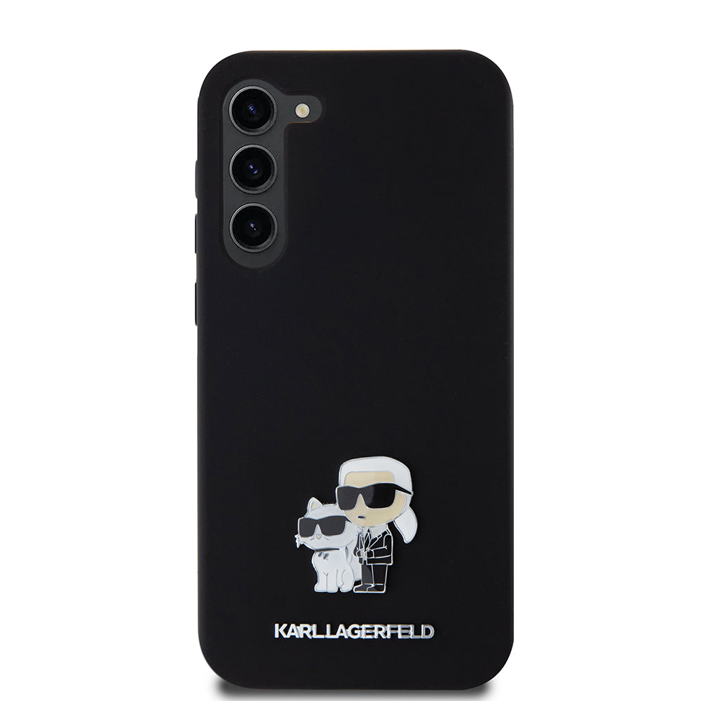 Futrola za Samsung Galaxy S23+ S916, Karl Lagerfeld, Silikonska Karl & Choupette Metal, Crna