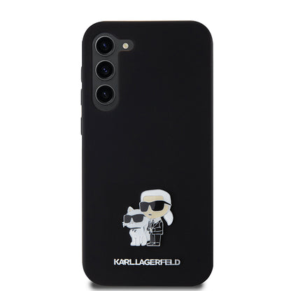 Futrola za Samsung Galaxy S23+ S916, Karl Lagerfeld, Silikonska Karl & Choupette Metal, Crna
