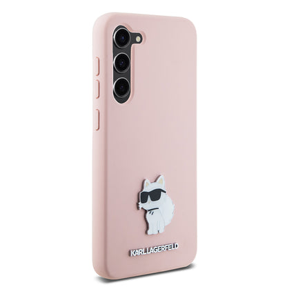 Futrola za Samsung Galaxy S23 S911, Karl Lagerfeld, Silicone Choupette Metal, Roze
