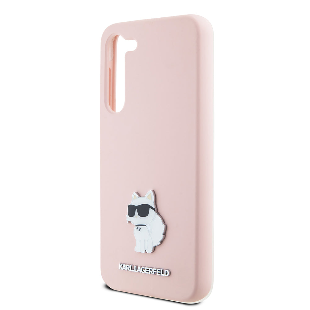 Futrola za Samsung Galaxy S23 S911, Karl Lagerfeld, Silicone Choupette Metal, Roze