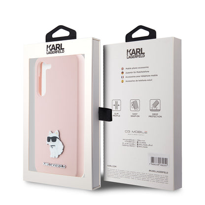 Futrola za Samsung Galaxy S23 S911, Karl Lagerfeld, Silicone Choupette Metal, Roze