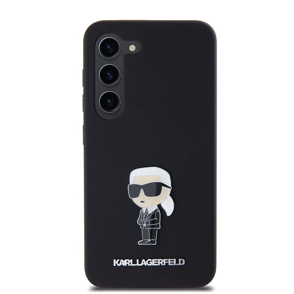 Futrola za Samsung Galaxy S23 S911, Karl Lagerfeld, Silicone Ikonik Karl Metal, Crna
