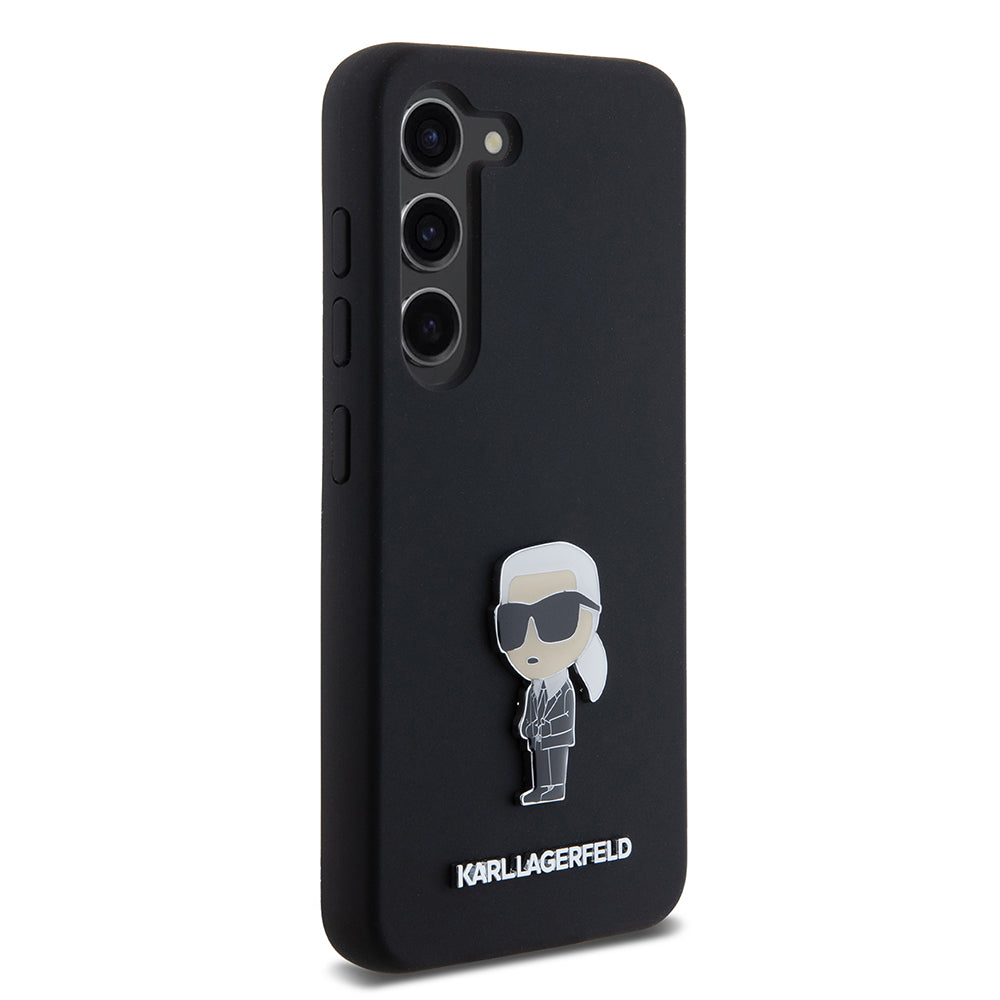 Futrola za Samsung Galaxy S23 S911, Karl Lagerfeld, Silicone Ikonik Karl Metal, Crna