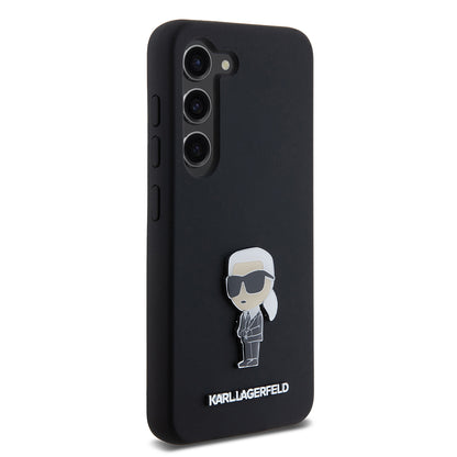 Futrola za Samsung Galaxy S23 S911, Karl Lagerfeld, Silicone Ikonik Karl Metal, Crna