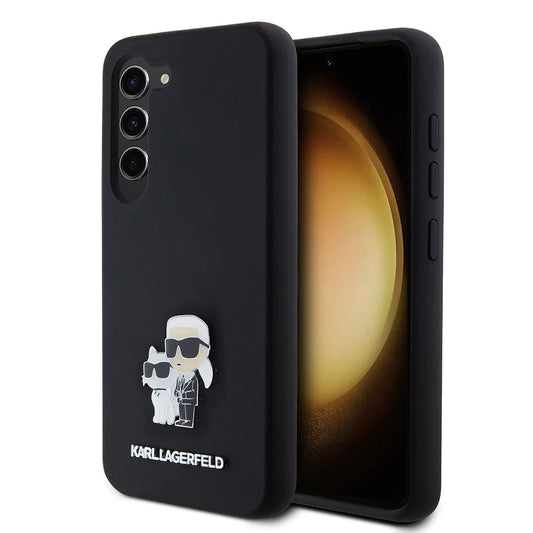 Futrola za Samsung Galaxy S23 S911, Karl Lagerfeld, Silikonska Karl & Choupette Metal, Crna