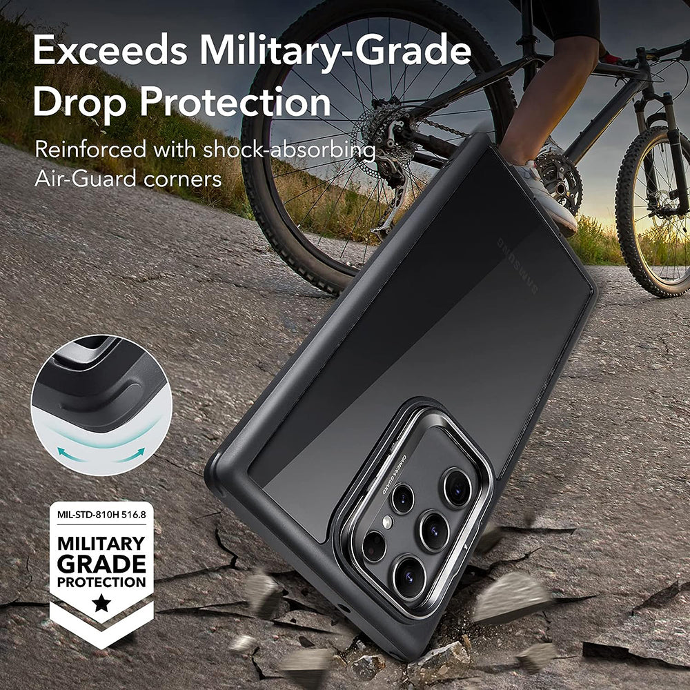 Futrola za Samsung Galaxy S23 Ultra S918, ESR, Shock Armor Kickstand, Crna Transparentna