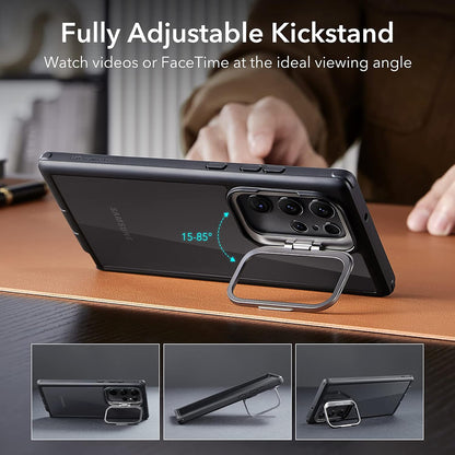 Futrola za Samsung Galaxy S23 Ultra S918, ESR, Shock Armor Kickstand, Crna Transparentna